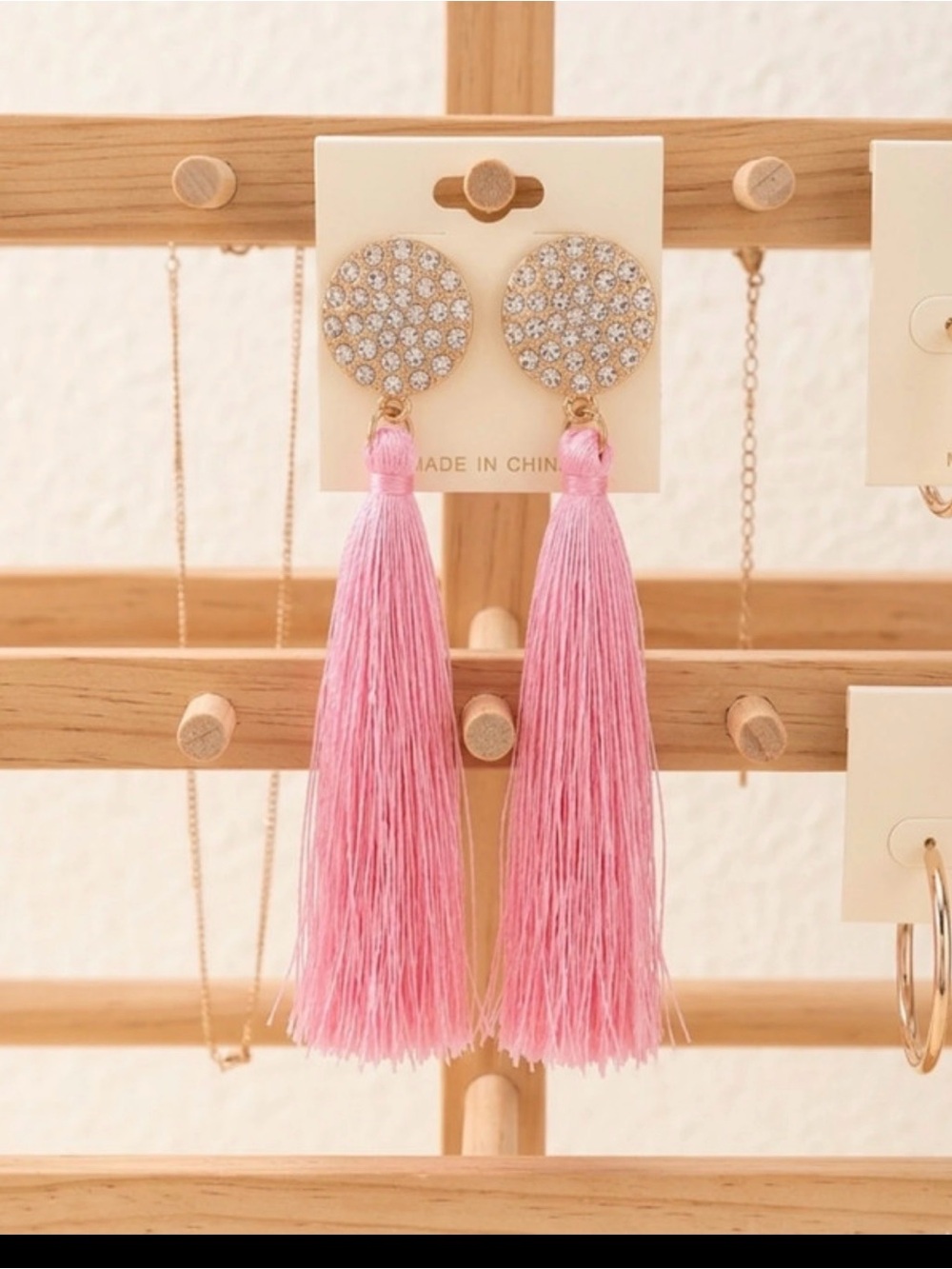 Pink and diamond boutique Tassel  Earrings - Unbranded